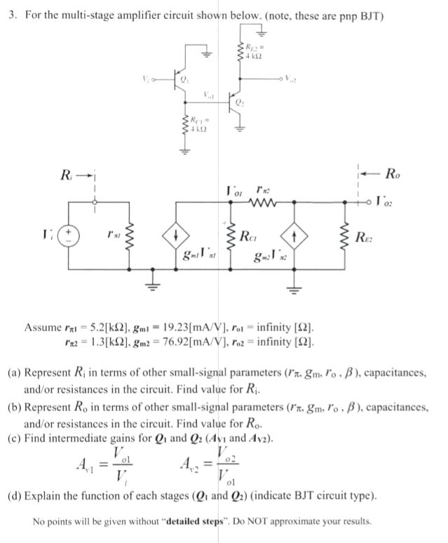 Solved 3. For The Multi-stage Amplifier Circuit Shown Below. | Chegg.com