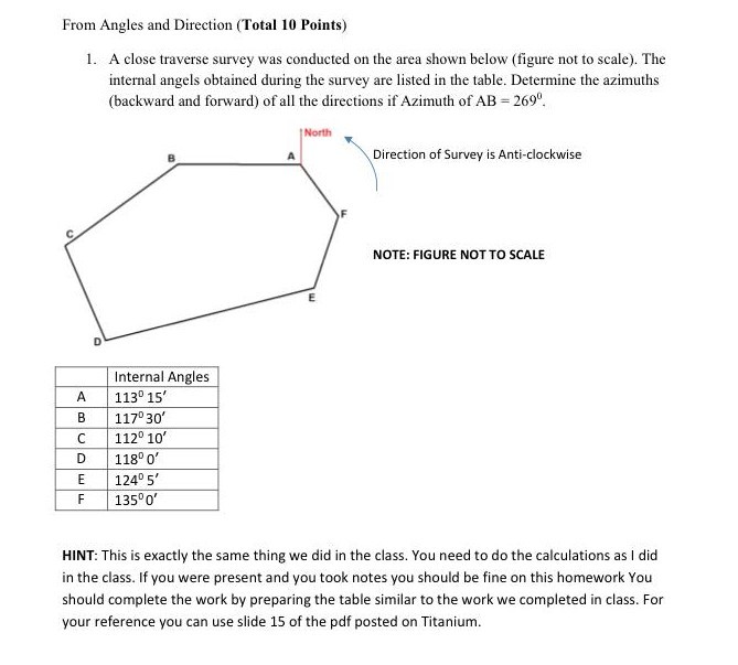 Solved From Angles and Direction Total 10 Points . A close