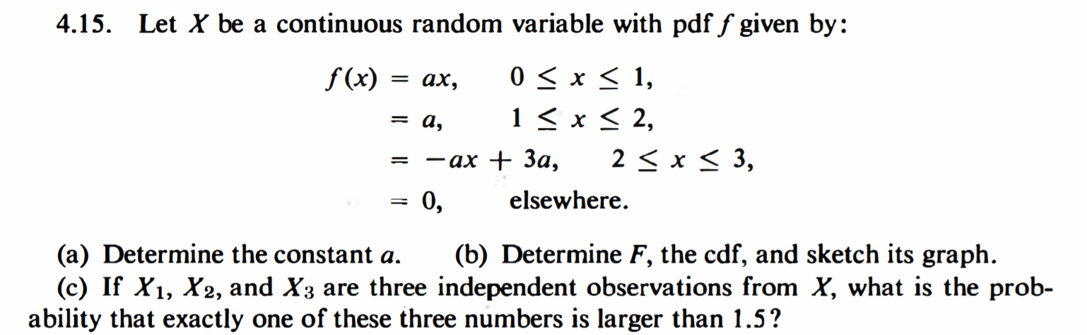 Solved 4.15. Let X be a continuous random variable with pdf | Chegg.com