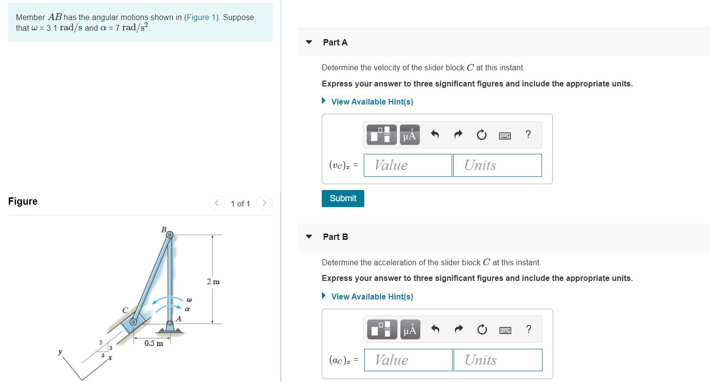 Solved Member AB has the angular motions shown in (Figure | Chegg.com