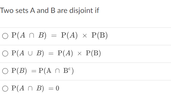 Solved Two Sets A And B Are Disjoint If | Chegg.com