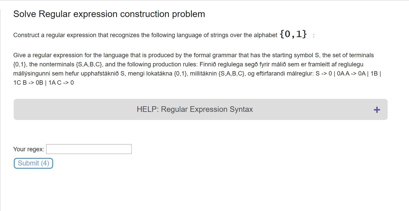 Solved Solve Regular Expression Construction Problem | Chegg.com