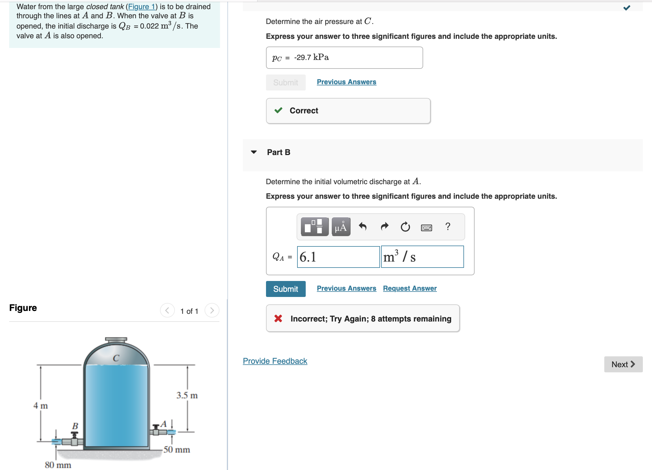 Solved Water from the large closed tank (Figure 1) ﻿is to be | Chegg.com