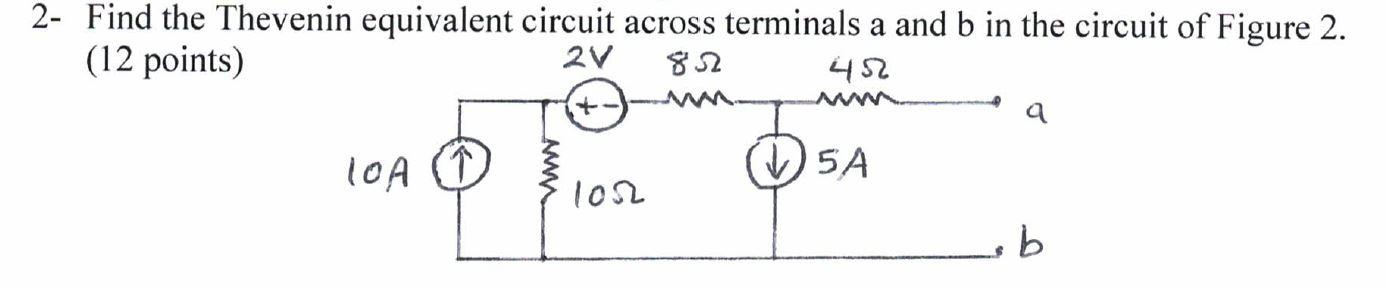 Solved 2- Find the Thevenin equivalent circuit across | Chegg.com