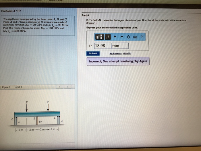 Solved The Rigid Beam It Supported By The Three Posts A, B, | Chegg.com