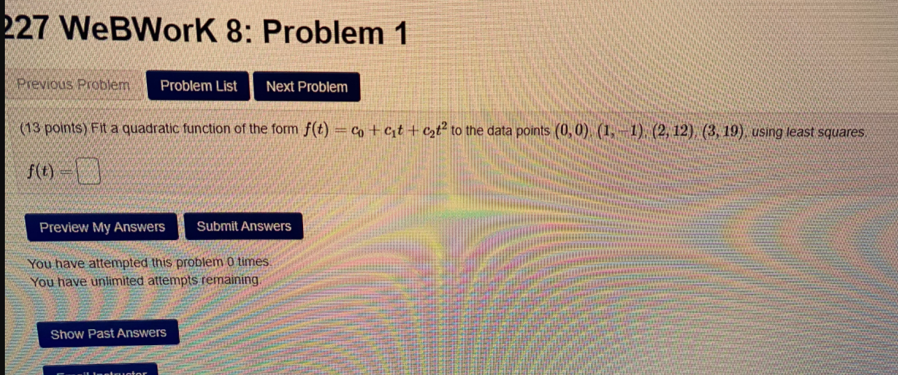 Solved 227 WeBWork 8: Problem 1 Previous Problem Problem | Chegg.com