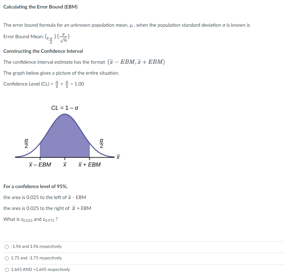 Solved Calculating the Error Bound (EBM) The error bound