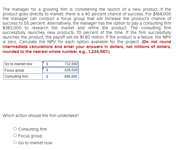 Solved The manager for a growing firm is considering the | Chegg.com