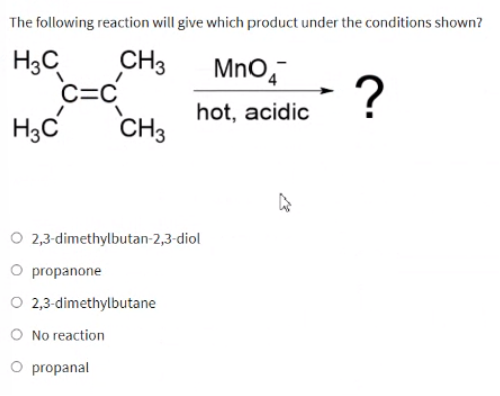 2 3 dimethylbut 2 ene to propanone