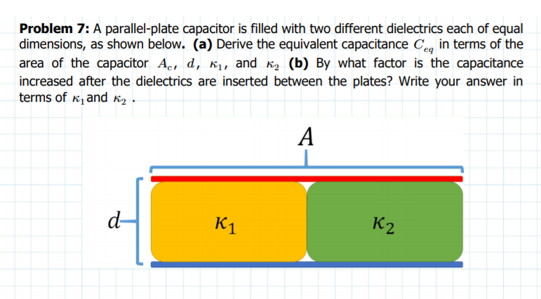 Solved Problem 7: A parallel-plate capacitor is filled with | Chegg.com