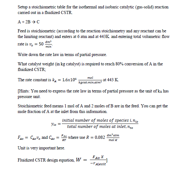 Fluidized Cstr Design Equation - Tessshebaylo