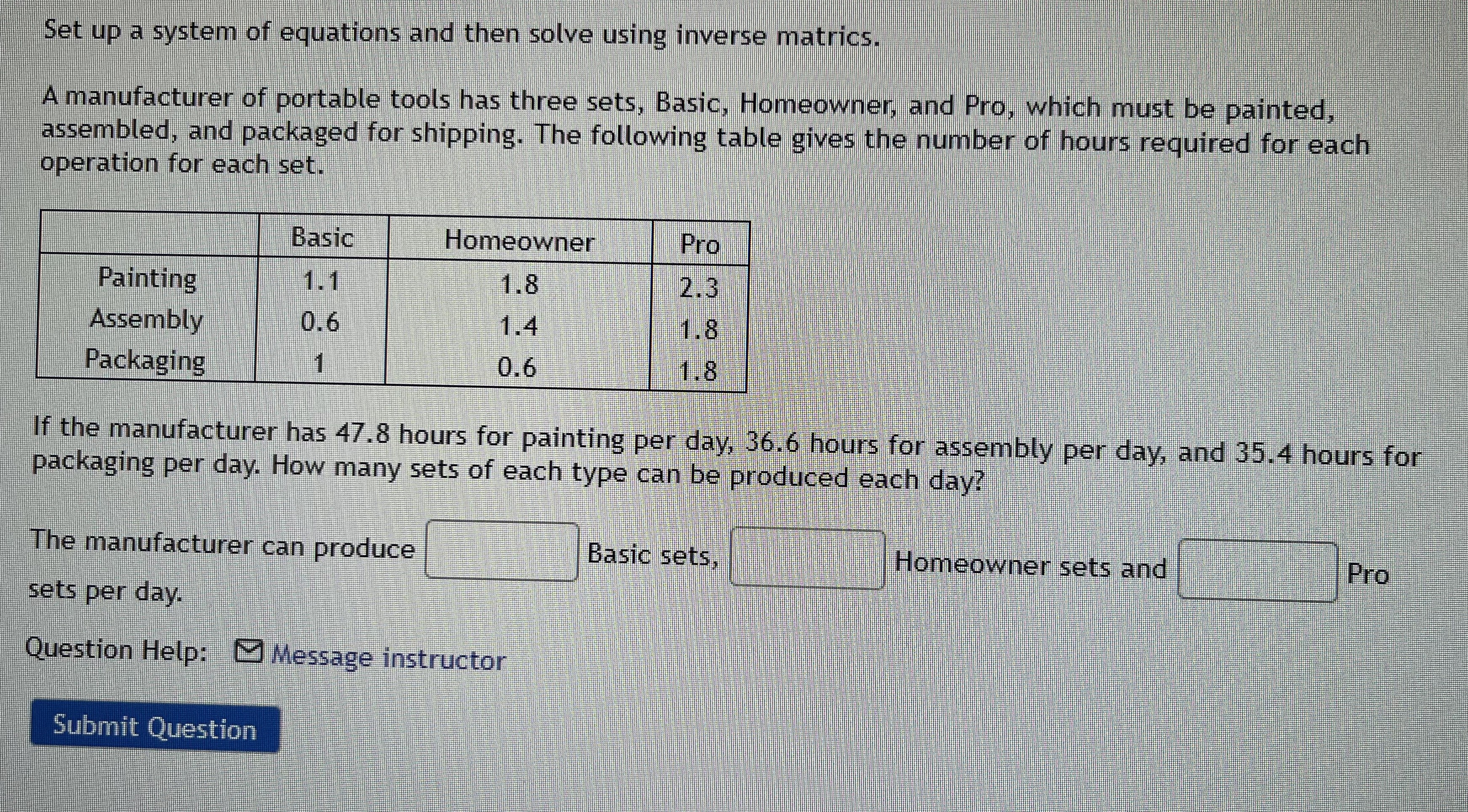 Solved Set up a system of equations and then solve using | Chegg.com