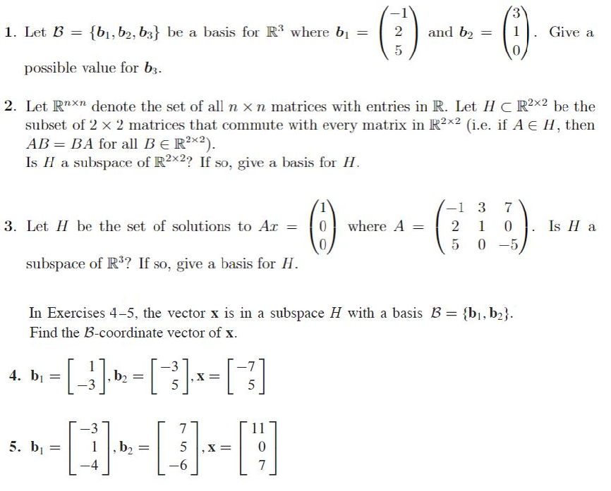 Solved 1. Let B 3 1 = {b1,b2, B3} Be A Basis For R3 Where Bı | Chegg.com