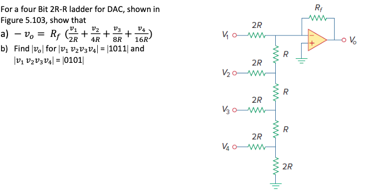 Solved For a four Bit 2R-R ladder for DAC, shown in Figure | Chegg.com