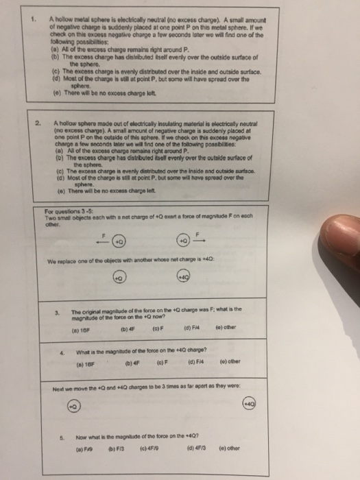 Solved A hollow metal sphere is electrically neutral (no