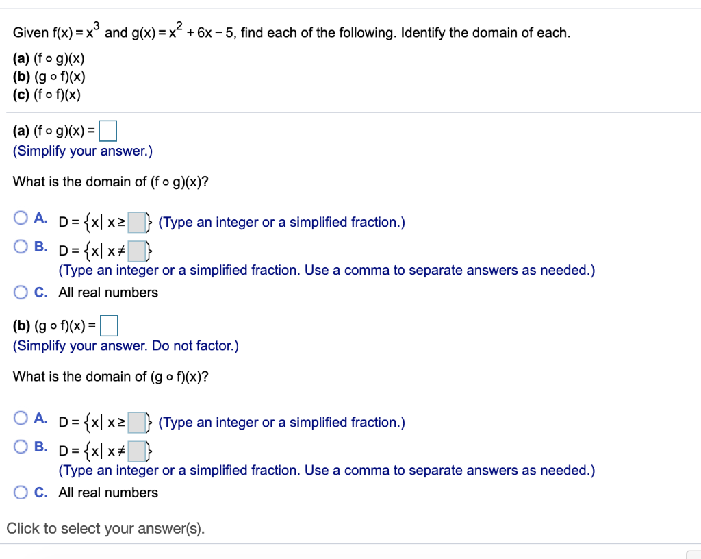 Solved Given F X Equals X Cubedx3 And G X Equals X Squa Chegg Com