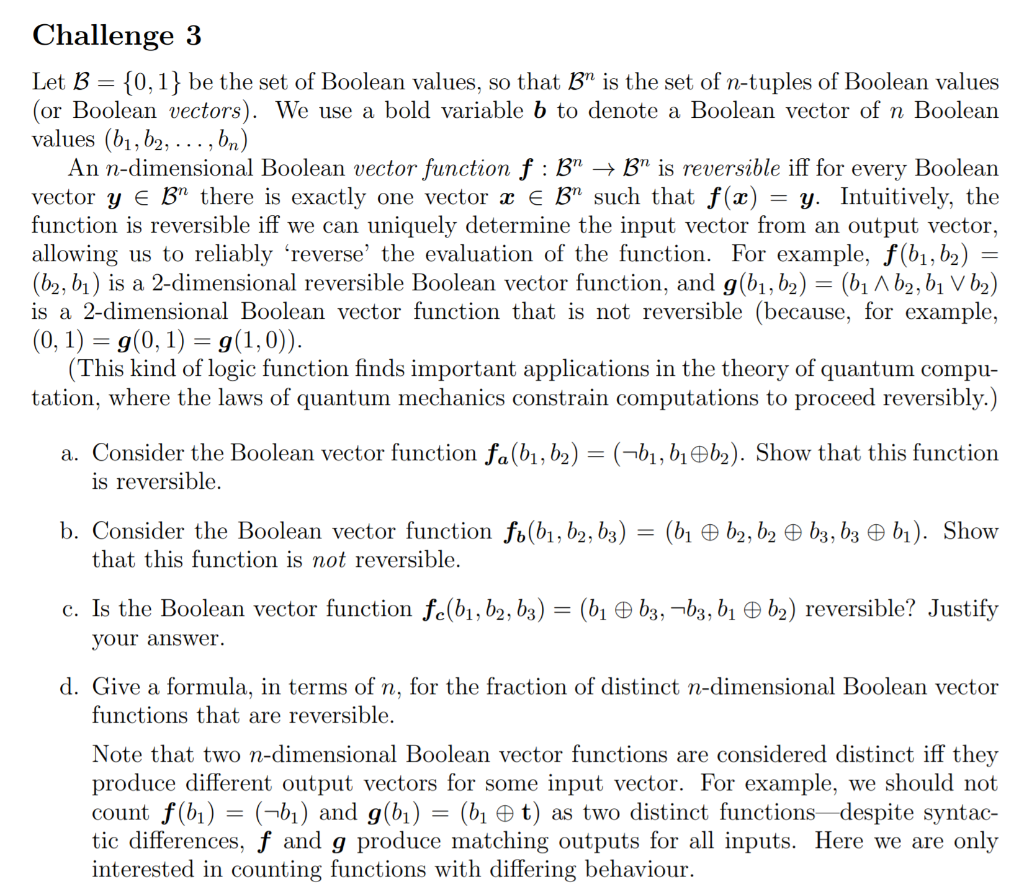 Challenge 3 Let B = {0,1} Be The Set Of Boolean | Chegg.com