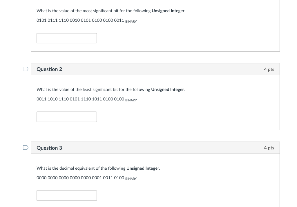 Solved What is the value of the most significant bit for the | Chegg.com