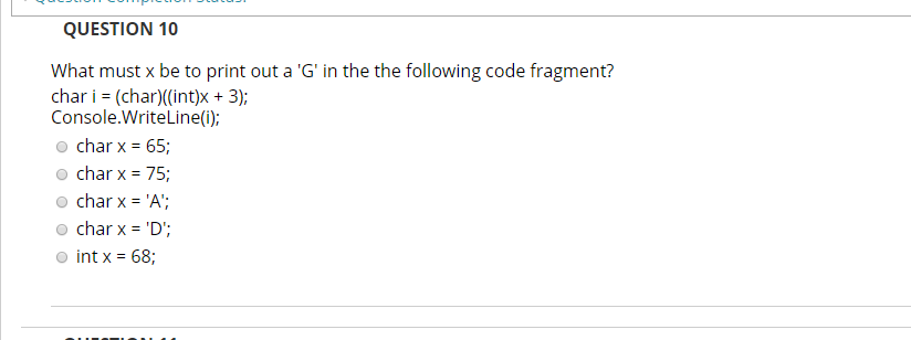 Solved QUESTION9 What is the output for the following code | Chegg.com