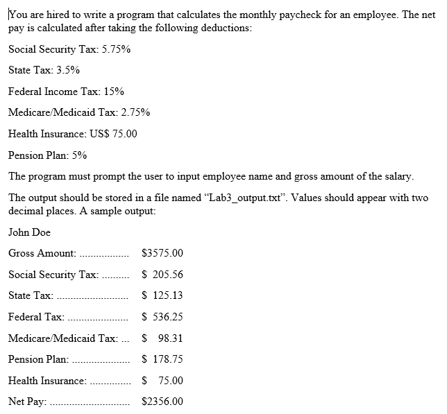 Solved You are hired to write a program that calculates the | Chegg.com