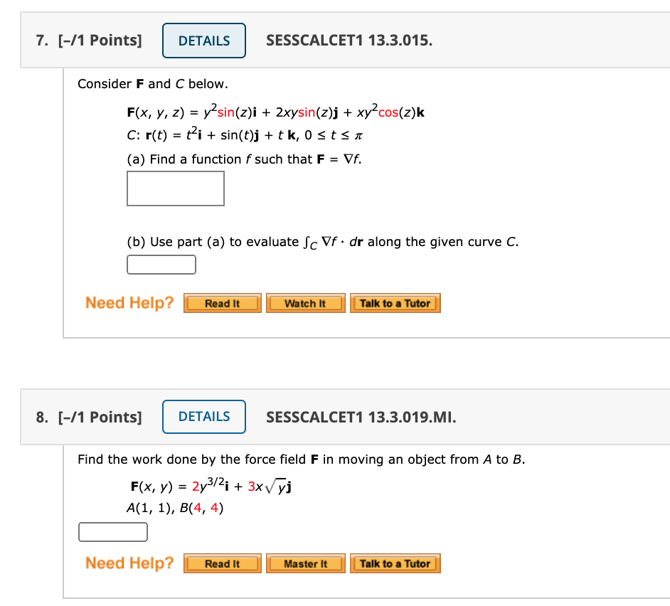 Solved Consider F And C Below F X Y Z Y2sin Z I 2 Chegg Com