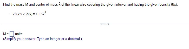 Solved Find the mass M and center of mass xˉ of the linear | Chegg.com