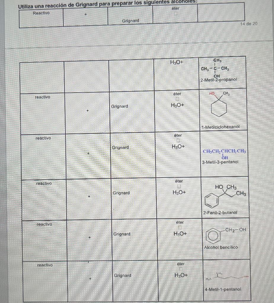 Solved Use a Grignard rx to prepare the following alcohols, | Chegg.com