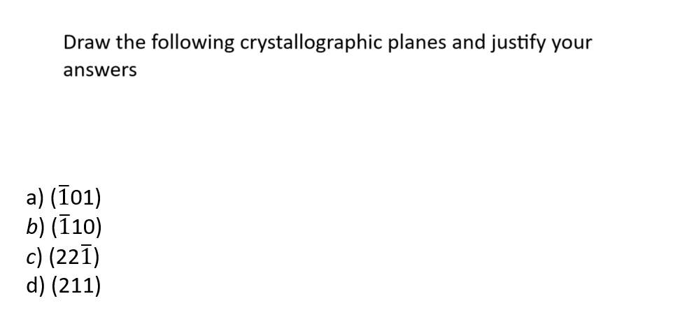 Solved Draw the following crystallographic planes and | Chegg.com