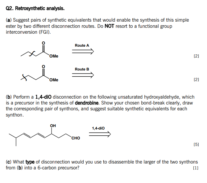 Solved (a) Suggest Pairs Of Synthetic Equivalents That Would | Chegg.com