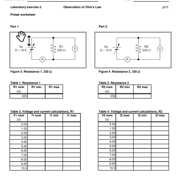 Solved Laboratory Exercise 2. Observation Of Ohm's Law P1/3 | Chegg.com