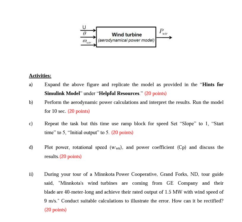 Solved Task 1 Wind Energy i) Wind turbine power calculation