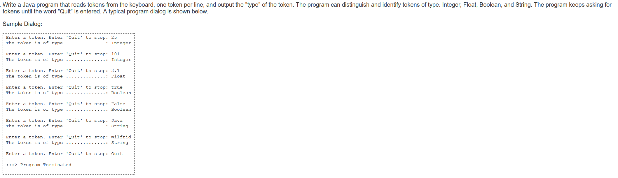 Solved Write a Java program that reads tokens from the | Chegg.com