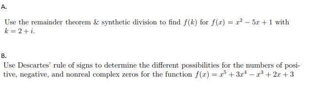 Solved Use The Remainder Theorem \& Synthetic Division To | Chegg.com