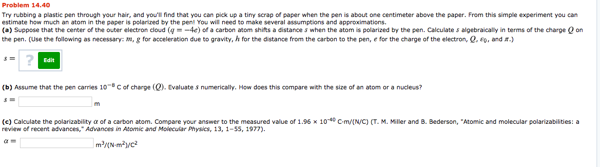 Solved Problem 14.40 Try rubbing a plastic pen through your | Chegg.com