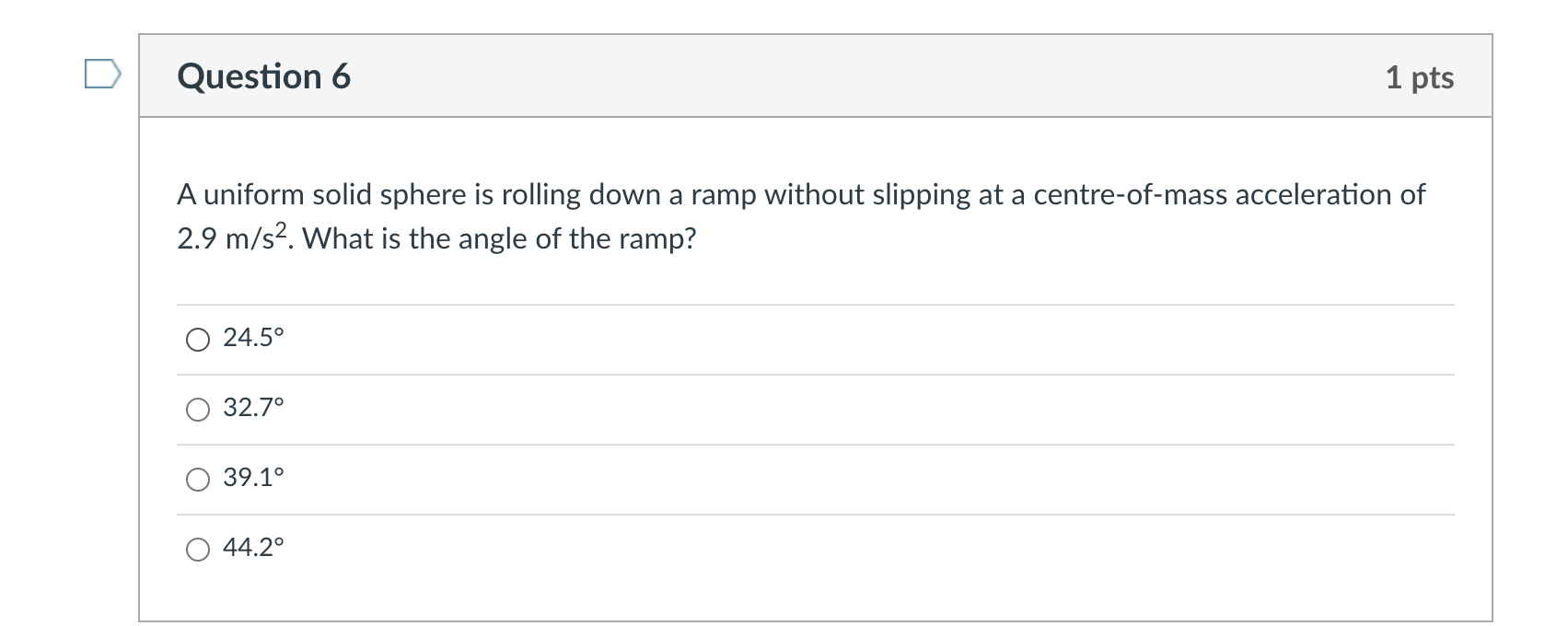 Solved Question 6 1 pts A uniform solid sphere is rolling Chegg com