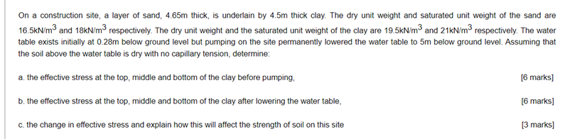 Solved On a construction site, a layer of sand, 4.65m thick, | Chegg.com