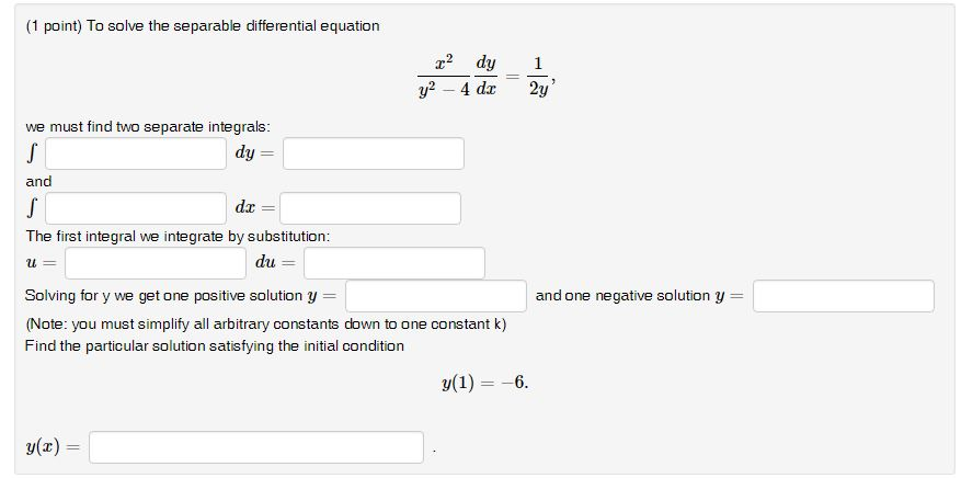 Solved 1 Point To Solve The Separable Differential