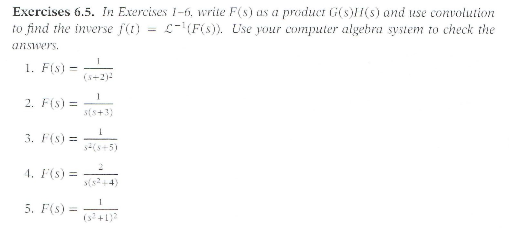 Solved Exercises 6.5. In Exercises 1-6, write F(s) as a | Chegg.com