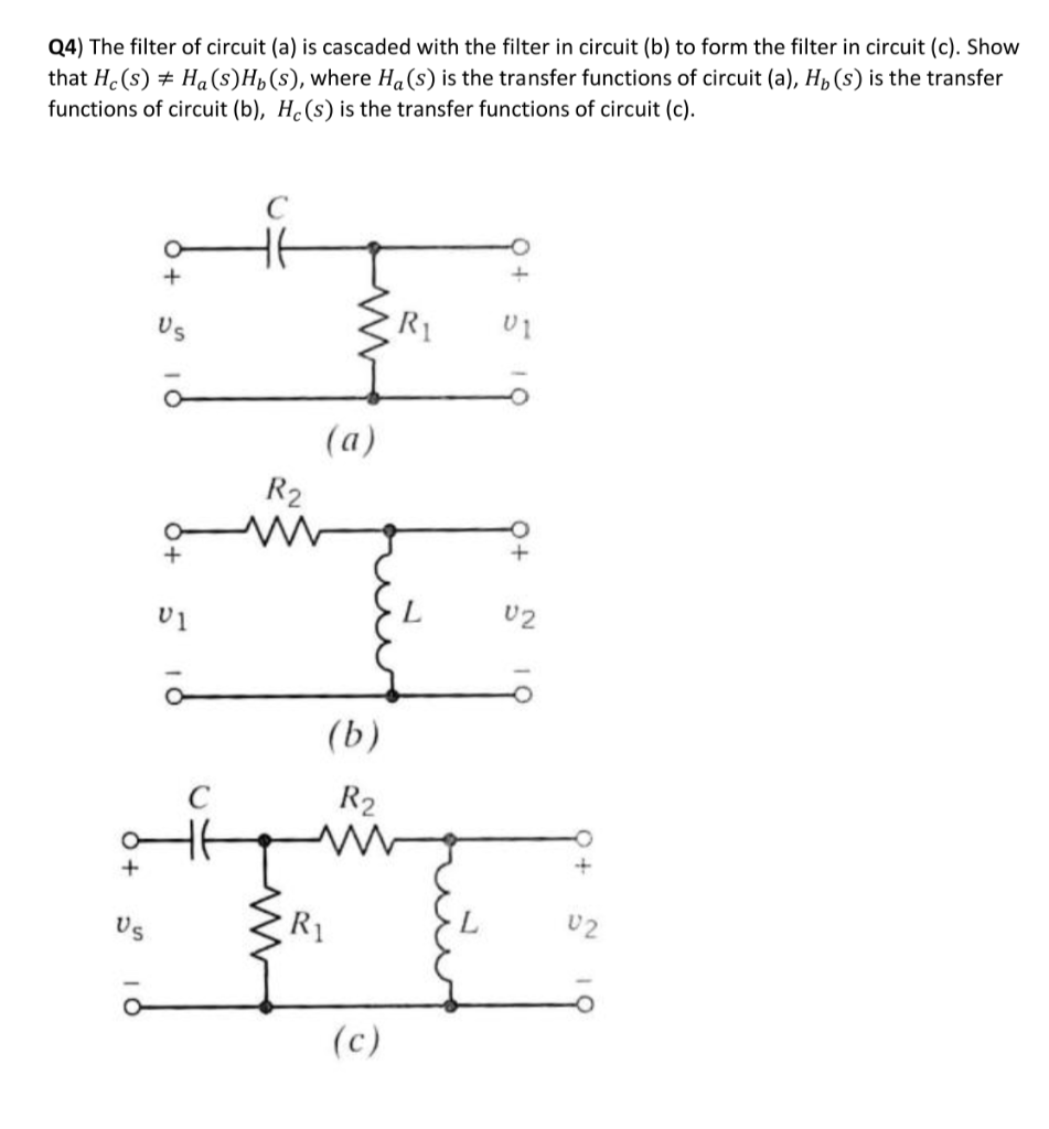 Solved Q4) The filter of circuit (a) is cascaded with the | Chegg.com