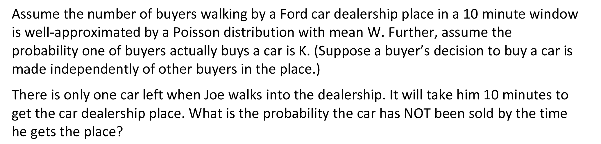 Solved Assume the number of buyers walking by a Ford car | Chegg.com