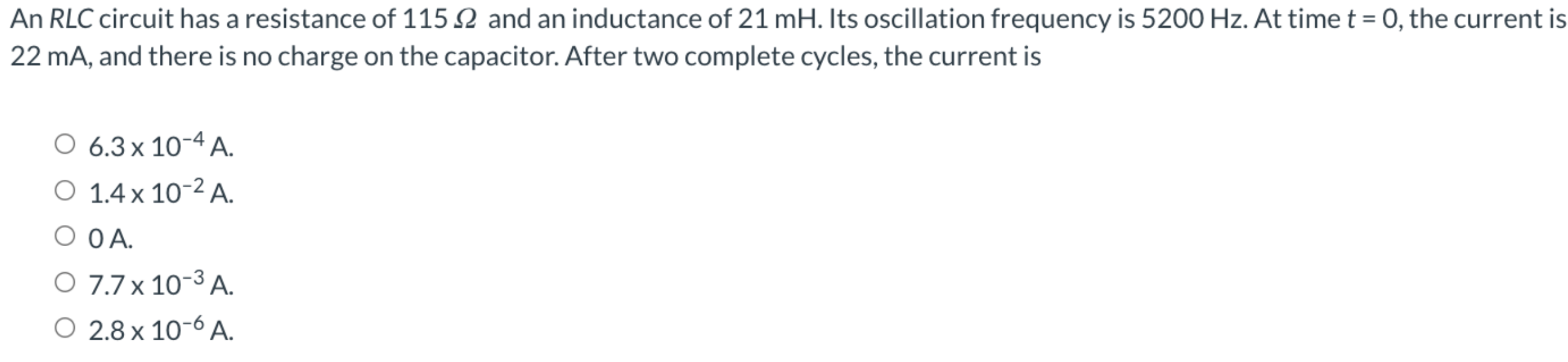 [Solved] An RLC circuit has a resistance of ( 115 Omega
