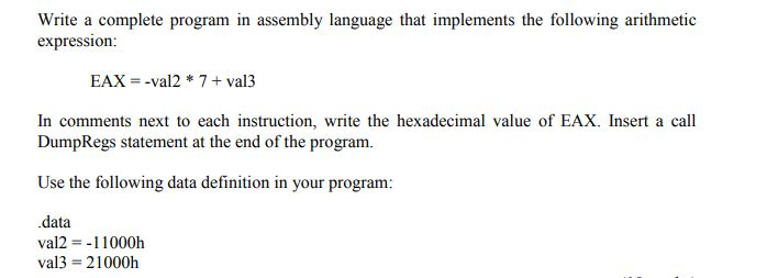 Solved Write a complete program in assembly language that | Chegg.com