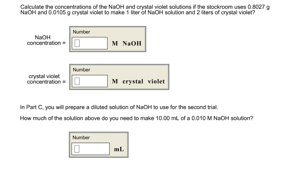Solved Calculate the concentrations of the NaOH and crystal | Chegg.com