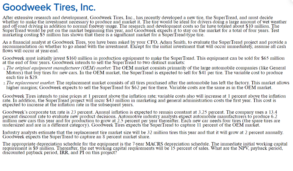 Goodweek Tires, Inc. After extensive research and