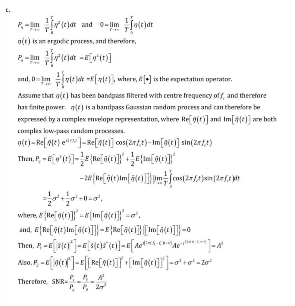 Solved III. Complex Envelope of Signals and Noise (3 Marks) | Chegg.com