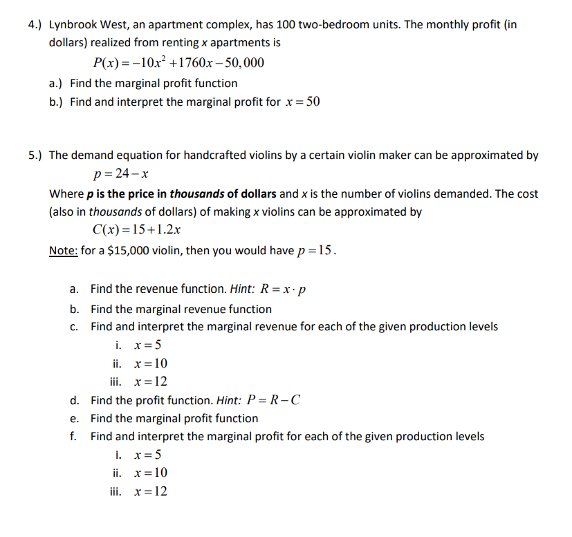 Solved 4.) Lynbrook West, an apartment complex, has 100
