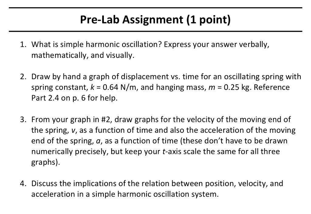 Solved 1. What is simple harmonic oscillation? Express your 