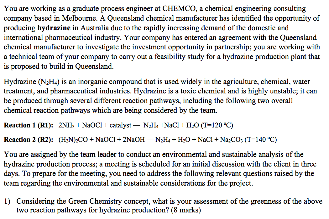 Solved You are working as a graduate process engineer at | Chegg.com