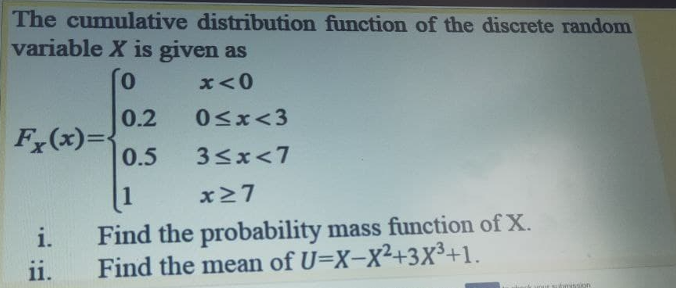 Solved The cumulative distribution function of the discrete | Chegg.com