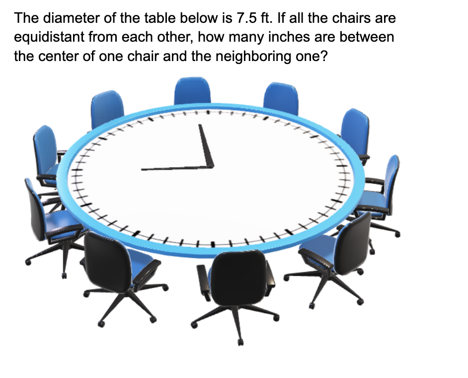Solved The diameter of the table below is 7.5 ft. If all the